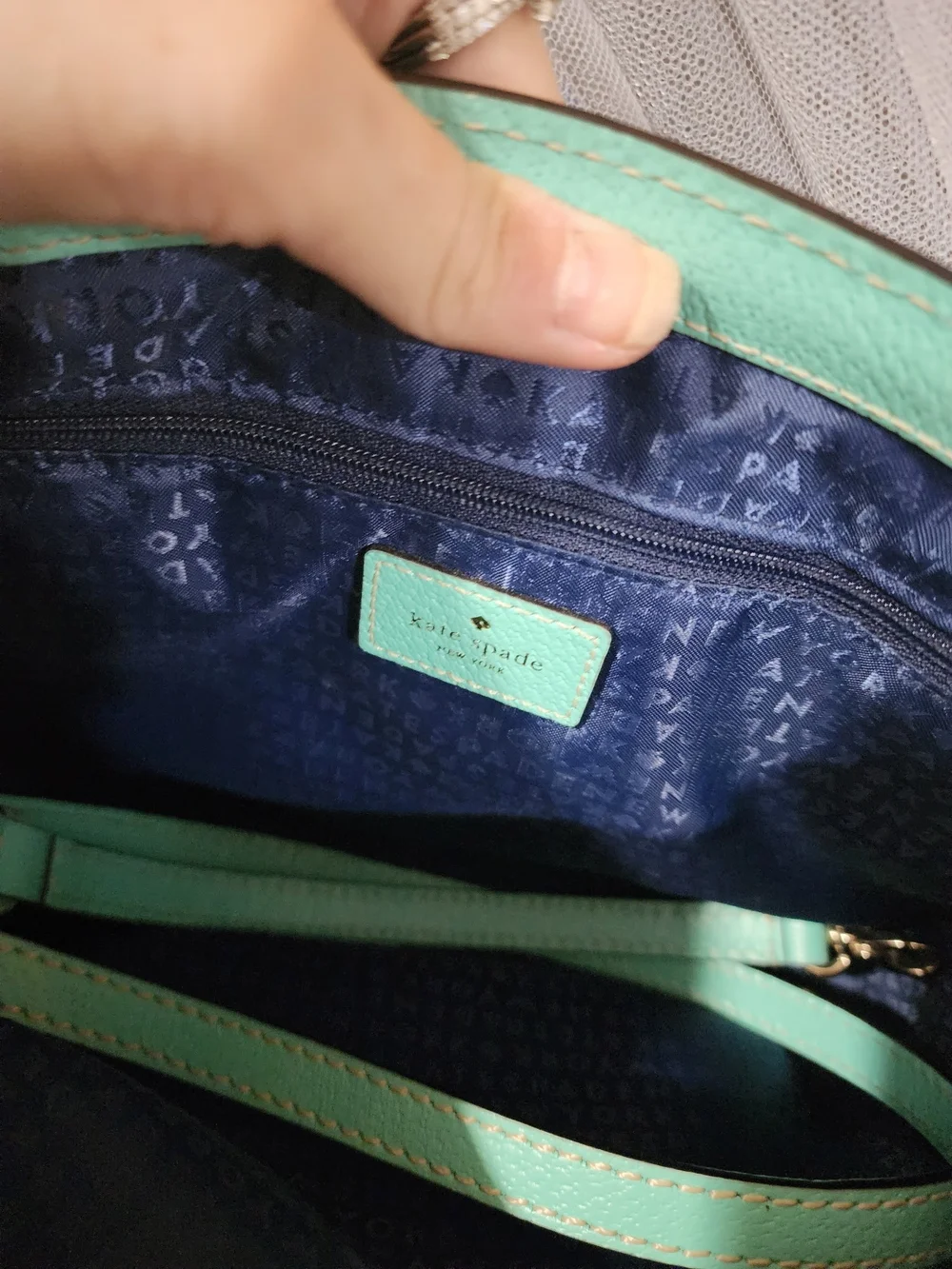 kate spade Turquoise Leather Satchel with Gold Hardware Crossbody Strap Included